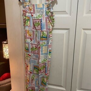 Tahari Girls White Multi-Color Ruffled One-Piece